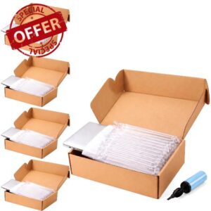 5 Set Laptop Shipping Box with Inflatable Protective Bags                                                          Corrugated Cardboard Laptop Box for up to 17 Inch Laptops with Cushion Foam Pouches and Pump for Safe PC Shipping