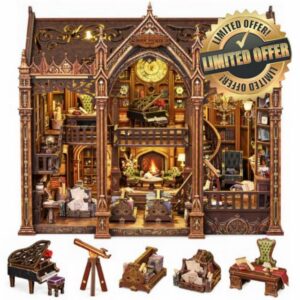 SUNNINO Book Nook Kit - DIY Miniature House Kit 3D Wooden Puzzles for Teens                                                          Doll House Book Nook Kits for Adults with LED Lights Best Gift for Family Friends