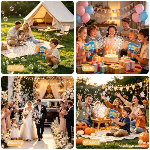 Bubble Maker Toys for Party Outdoor Wedding Birthday Gift (Light Blue)