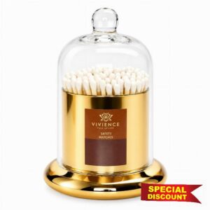 Match Holder Jar with Clear Dome and Gold-Tone Base