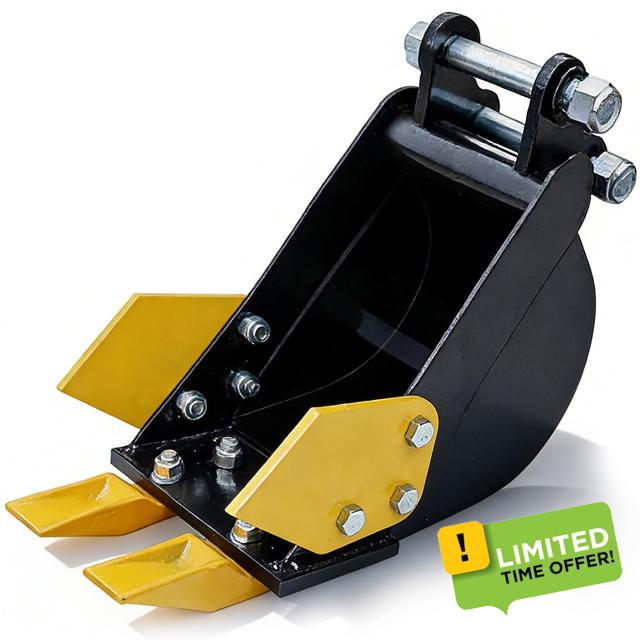 200mm Mini Excavator Bucket with Metal Teeth for 0.8-1.8 Ton Excavators Digging Soil
