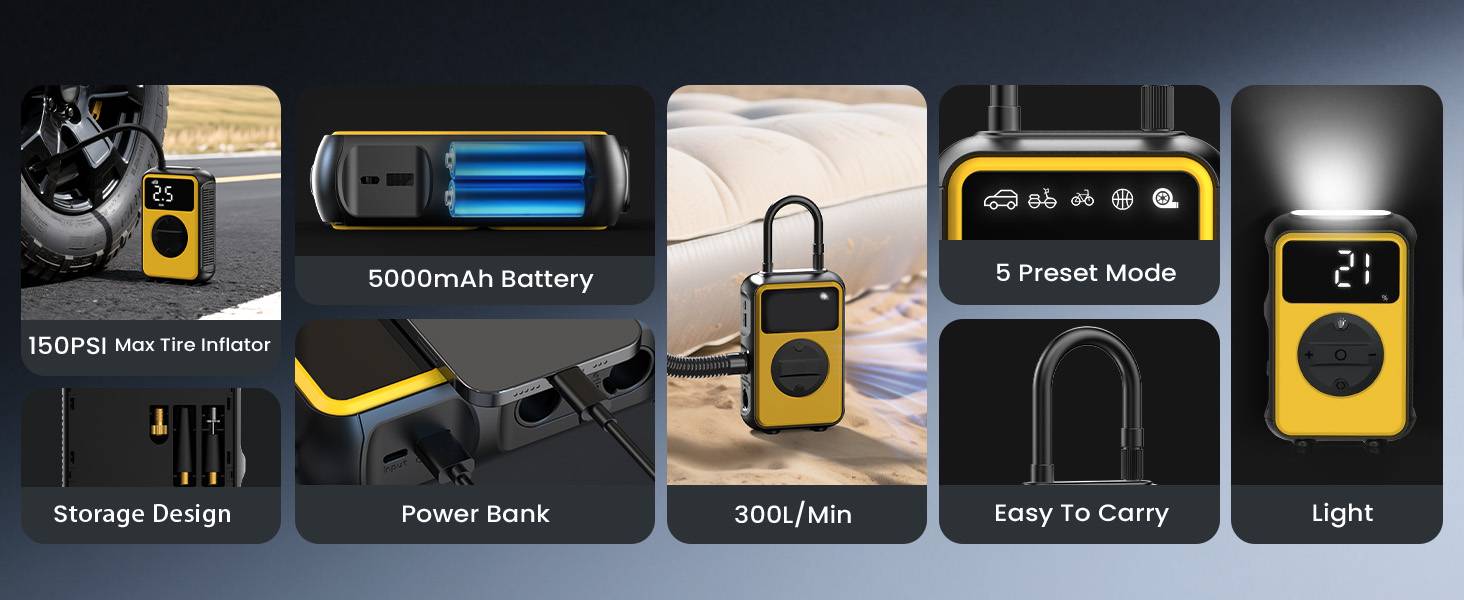 air pump for car, bike tires and inflatables