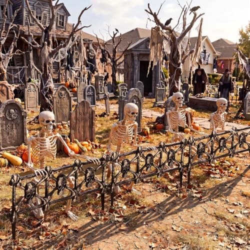 Plastic Linkable Cemetery Border Panels Prop for Haunted House Pathway Backdrop Outdoo