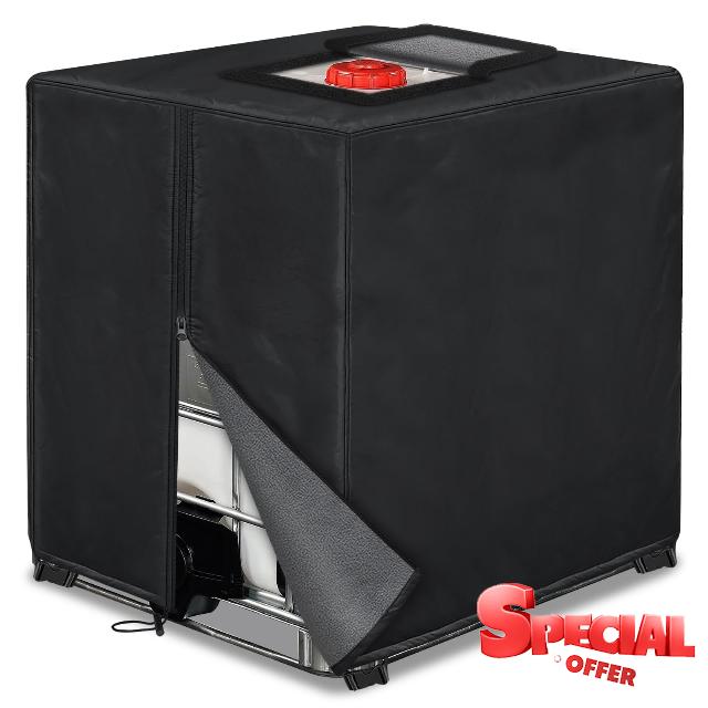IBC Tote Cover 275 Gallon Insulation Winter Water Tank Cover                                                          Heavy-duty Waterproof Oxford fabric with Built-in Frost-proof Felt
