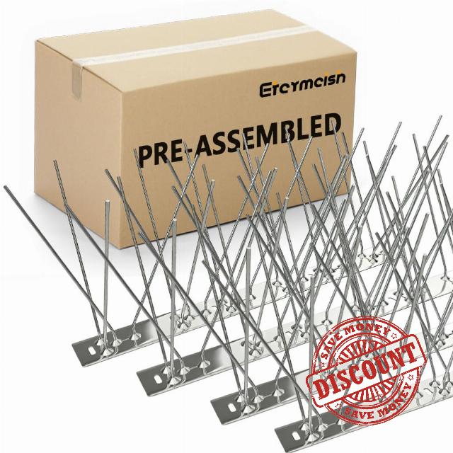 Pre Assemble Stainless Steel Bird Spikes 49.2 Feet Silver                                                          Assembled