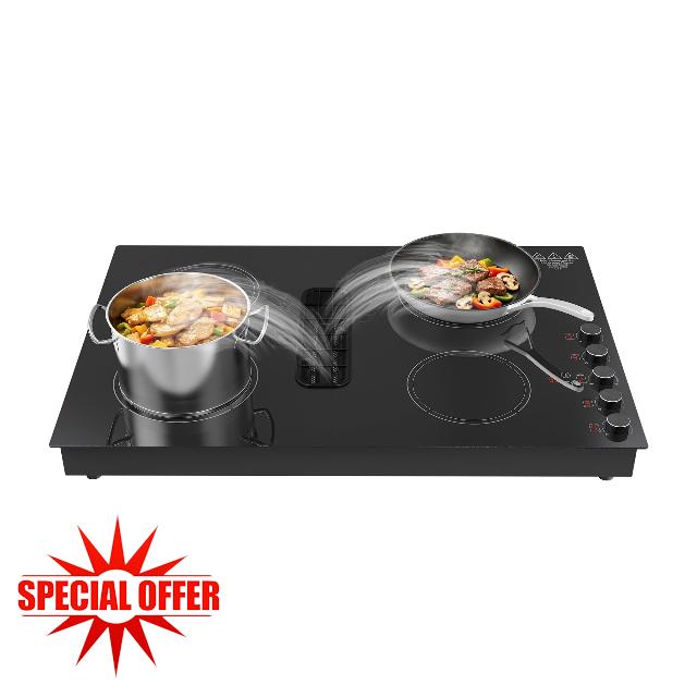 30 Inch Induction Cooktop with Downdraft Vent