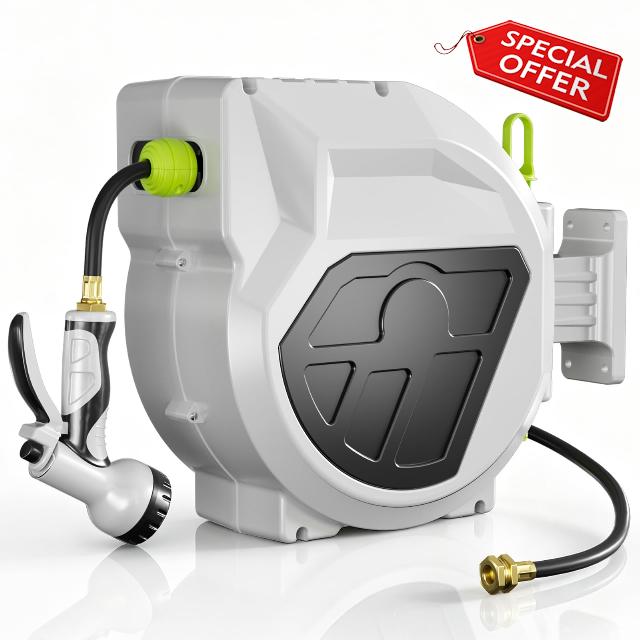Retractable Garden Hose Reel 1/2 Inch x 75ft
