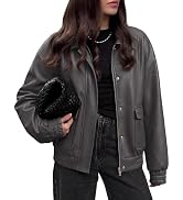 BTFBM Faux Leather Jacket Women Fall Clothes 2026 | Long Sleeve, Bomber Jackets, Snaps, Pockets, ...