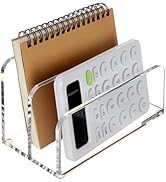 DINGHUO Acrylic Mail Letter File Holder Folder Organizer for Desk, 2 Sections Clear Countertop Sm...