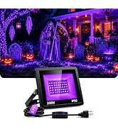 BZlamp 4-Pack 100W UV Black Lights for Halloween & Party, IP66, Plug/Switch | 395nm UV Black Ligh...