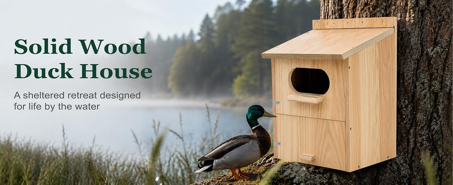 Wood Houses for Outside Duck Nesting Box Outdoor Shelter Backyard Ponds Wetlands Mallards Mergansers