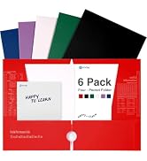 Enday Pastel Folders with Pockets (6 Pack) 4 Pocket Folder, Assorted Pastel Colors File Folders, ...