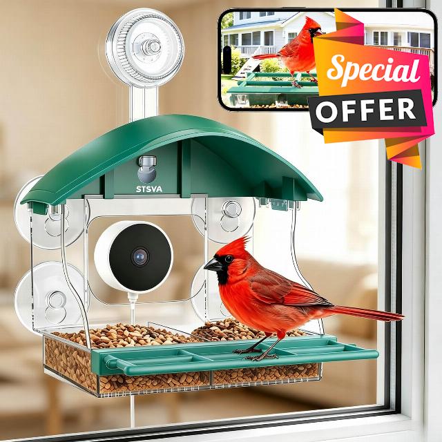 2026 Upgraded Window Bird Feeder with Camera for Bird Watching                                                          2K Live Video
