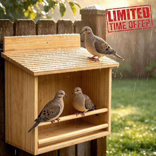 Wooden Open Mourning Dove Nesting Box for Outside Dove Bird House 11 H x 14 W x 6 L Inches Bird Nesting and Roosting Platform Hanging Birdhouse Garden Decoration (Flat Roof