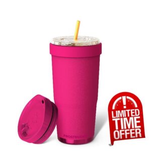 Frost Buddy Togo Buddy 30oz Iced Coffee Tumbler - ONE Lid (Berry)                                                          Insulated Iced Coffee Tumbler & Cup Sleeve for Iced Coffee Cups with Lids