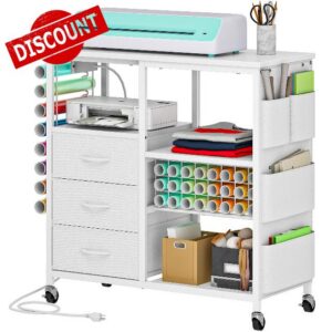CHOEZON Heat Press Table with Power Outlet and Vinyl Roll Holders
