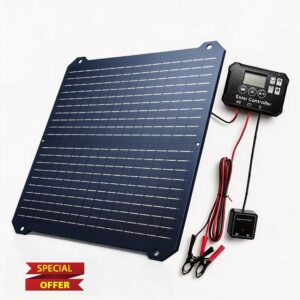 20W 12V Flexible Mono Solar Car Battery Trickle Charger & Maintainer Kit                                                          Waterproof & Portable