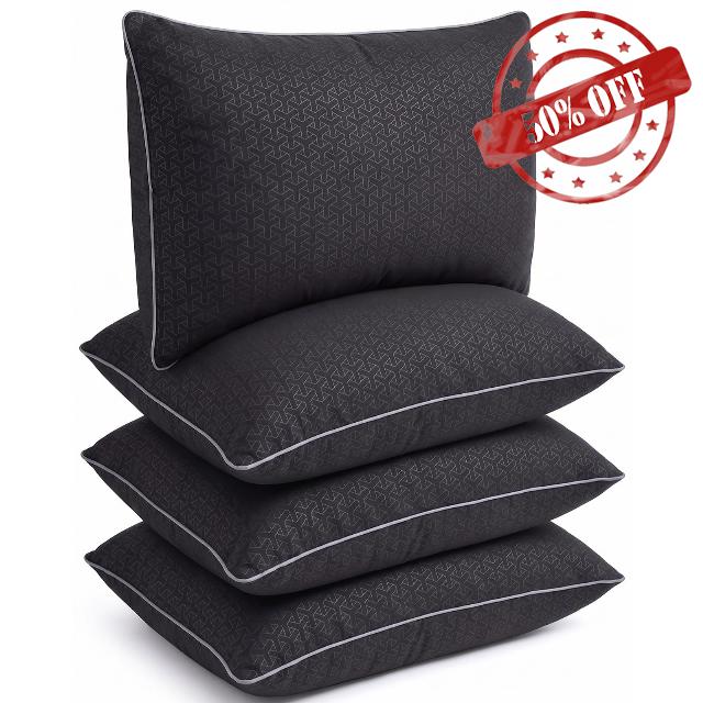 Standard Size Pillows 4 Pack Black