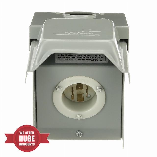 Midwest 30A Power Inlet • Weatherproof Enclosure • Compact Design                                                          U030NNP • 120/240V 10KAIC • L14-30 Receptacle • NEMA 3R Galvanized Steel • Factory Assured Terminations • Padlockable