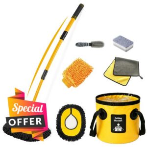 7 in 1 Car Wash Kit with 20L Folding Bucket & Brush