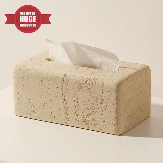 Natural Travertine Textures Tissue Box Cover for Home Decor