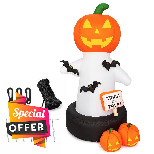 6 FT Halloween Inflatable Pumpkin Ghost Decor