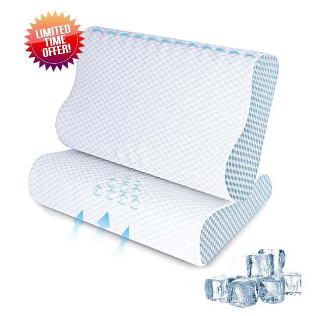 2 Pack Memory Foam Cooling Bed Pillows for Sleeping