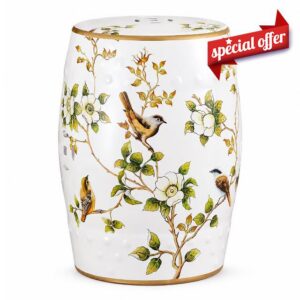Lefedrasticity Ceramic Garden Stool Outdoor Chinoiserie Decorative Drum Stool Indoor Outdoor Side Table Hand Painted Garden Stools Plant Stand for Garden Patio Balcony Living Room Bathroom