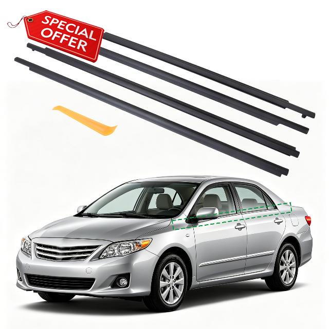 Car Window Weather Stripping for Toyota Corolla LE/XLE/Base 09-12                                                          4-Door Window Molding Trim Seal