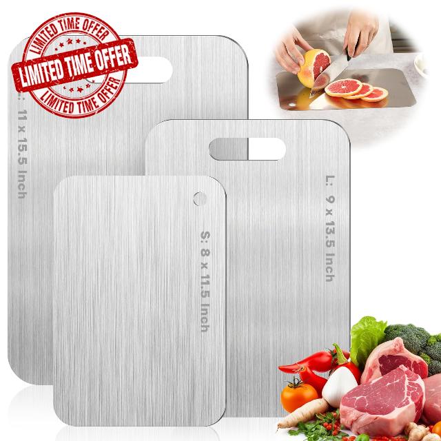 Katori Titanium Cutting Boards for Kitchen-100% Pure Titanium Cutting Board set Double Sided Non Toxic Titanware Chopping Board