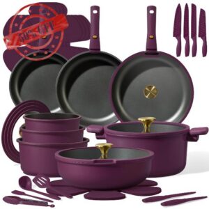 CAROTE 38pcs Pots and Pans Set with Knife