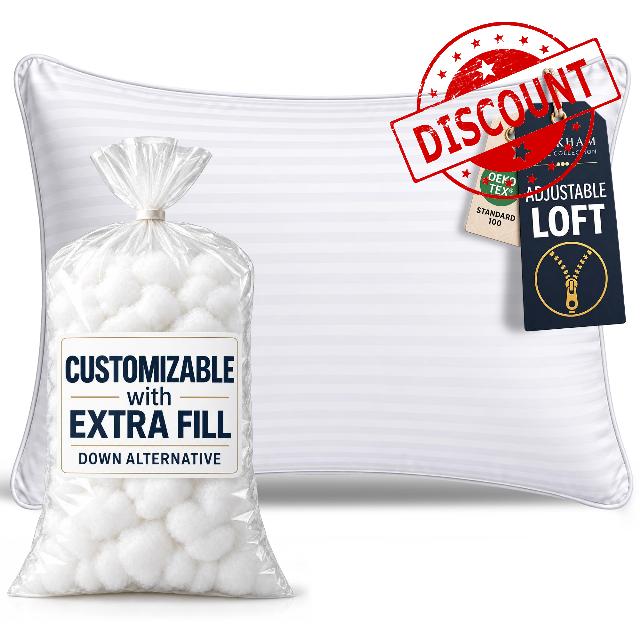 Beckham Hotel Collection Adjustable Bed Pillow Standard/Queen Size                                                          Original Soft Down Alternative Pillow for Sleeping