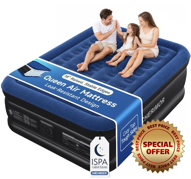 CHERIMOR Queen Air Mattress with Built-in Pump