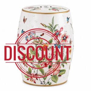 Lefedrasticity Ceramic Garden Stool Outdoor Chinoiserie Decorative Drum Stool Indoor Outdoor Side Table Hand Painted Garden Stools Plant Stand for Garden Patio Balcony Living Room Bathroom