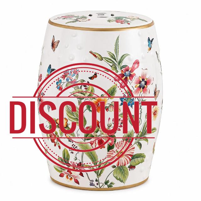 Lefedrasticity Ceramic Garden Stool Outdoor Chinoiserie Decorative Drum Stool Indoor Outdoor Side Table Hand Painted Garden Stools Plant Stand for Garden Patio Balcony Living Room Bathroom