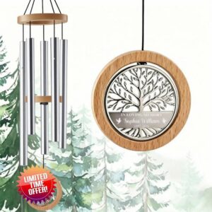 Personalized Tree of Life Wind Chimes for Loss of Loved One                                                          30“ Memorial Wind Chimes Keepsake