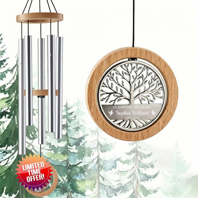 Personalized Tree of Life Wind Chimes for Loss of Loved One                                                          30“ Memorial Wind Chimes Keepsake
