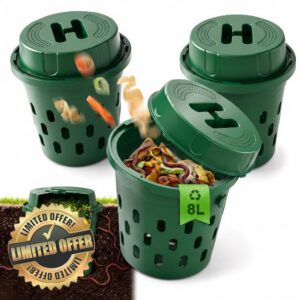 3Pcs 8L Inground Worm Farm Garden Compost Bin for Kitchen Scraps                                                          Worm Compost Bin With Lid & Holes