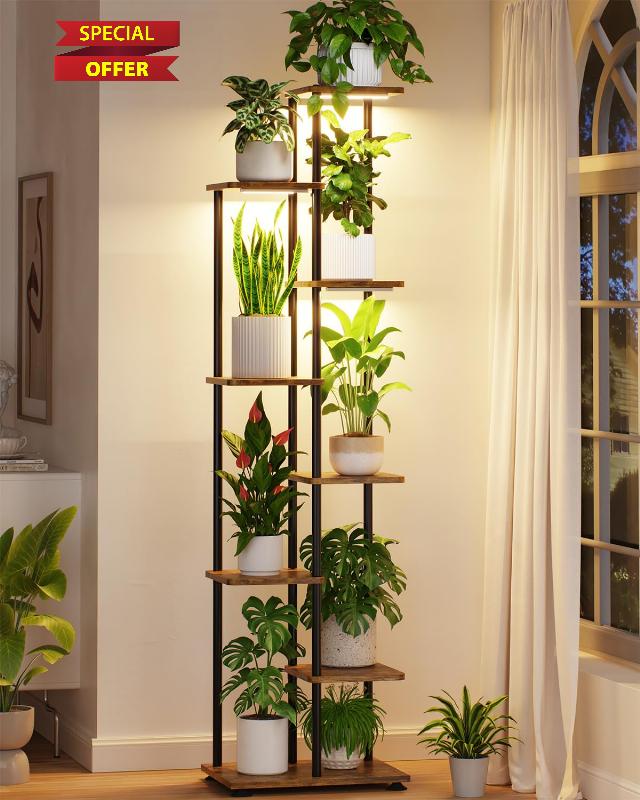 LASZOLA Plant Stand Shelf Tall Indoor with Grow Light