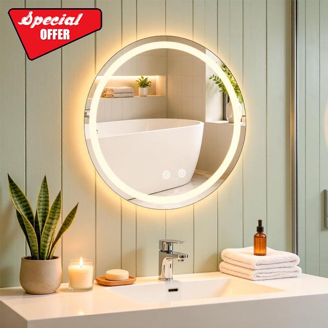 HeliumX 28" Round LED Bathroom Mirror