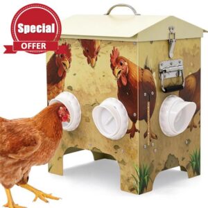 No Waste Automatic Chicken Feeder 6 Feeding Ports                                                          Stainless steel Poultry Feed Dispenser metal comederos para gallinas duck hen rat proof hanging coop outdoo