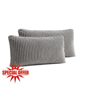 2 Pack Lower Back Corduroy Lumbar Support Pillow for Recliner Chair Sofa                                                          Removable Cover