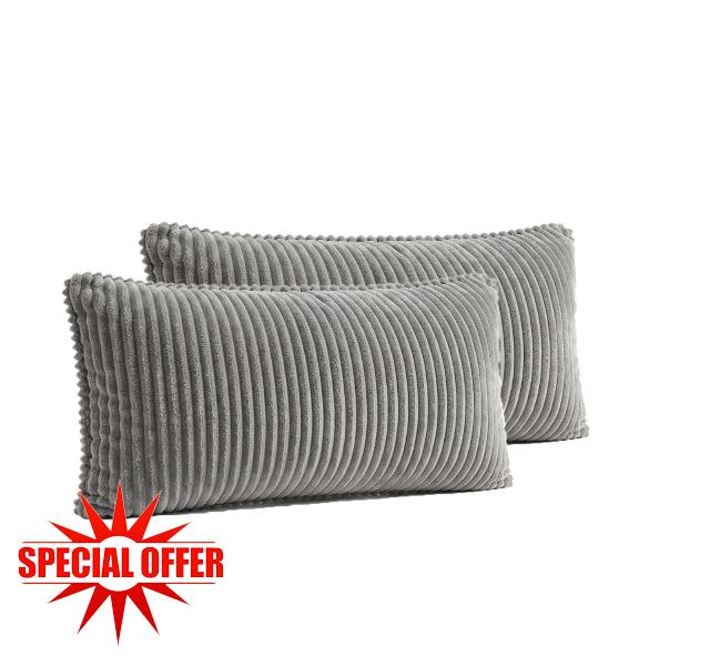 2 Pack Lower Back Corduroy Lumbar Support Pillow for Recliner Chair Sofa                                                          Removable Cover