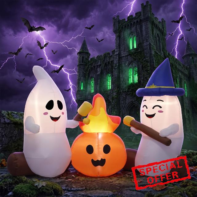 6FT Halloween Inflatables Ghosts Outdoor Cute Blow ups Yard Decorations for Garden Law