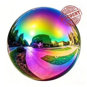 10 Inch Rainbow Stainless Steel Gazing Ball                                                          Polished