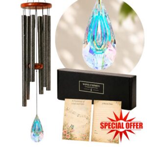 Crystal Suncatcher Wind Chimes for Outside Deep Tone