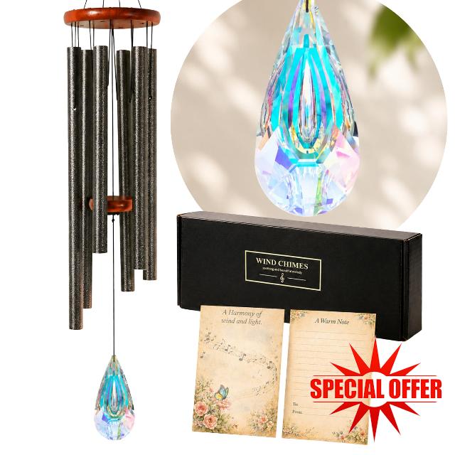 Crystal Suncatcher Wind Chimes for Outside Deep Tone