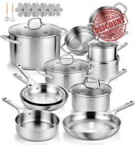 KOCH SYSTEME CS Stainless Steel Cookware Set 23 PCS With 5-Ply Steel Base                                                          18/10 Stainless Steel Pots and Pans Set