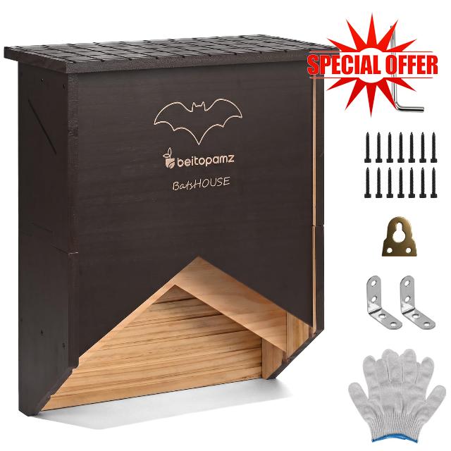 beitopamz Big Bat Box Large Double Chamber Wooden Bat House