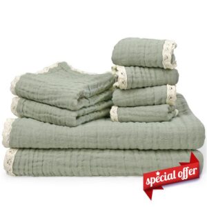 Soft Cotton Muslin Towels and Washcloths Set